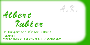 albert kubler business card